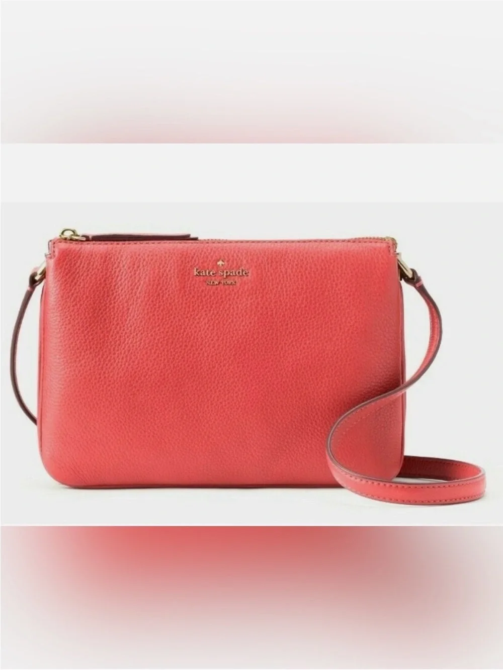 Kate Spade Pebbled Leather Crossbody Bag in Bright Coral